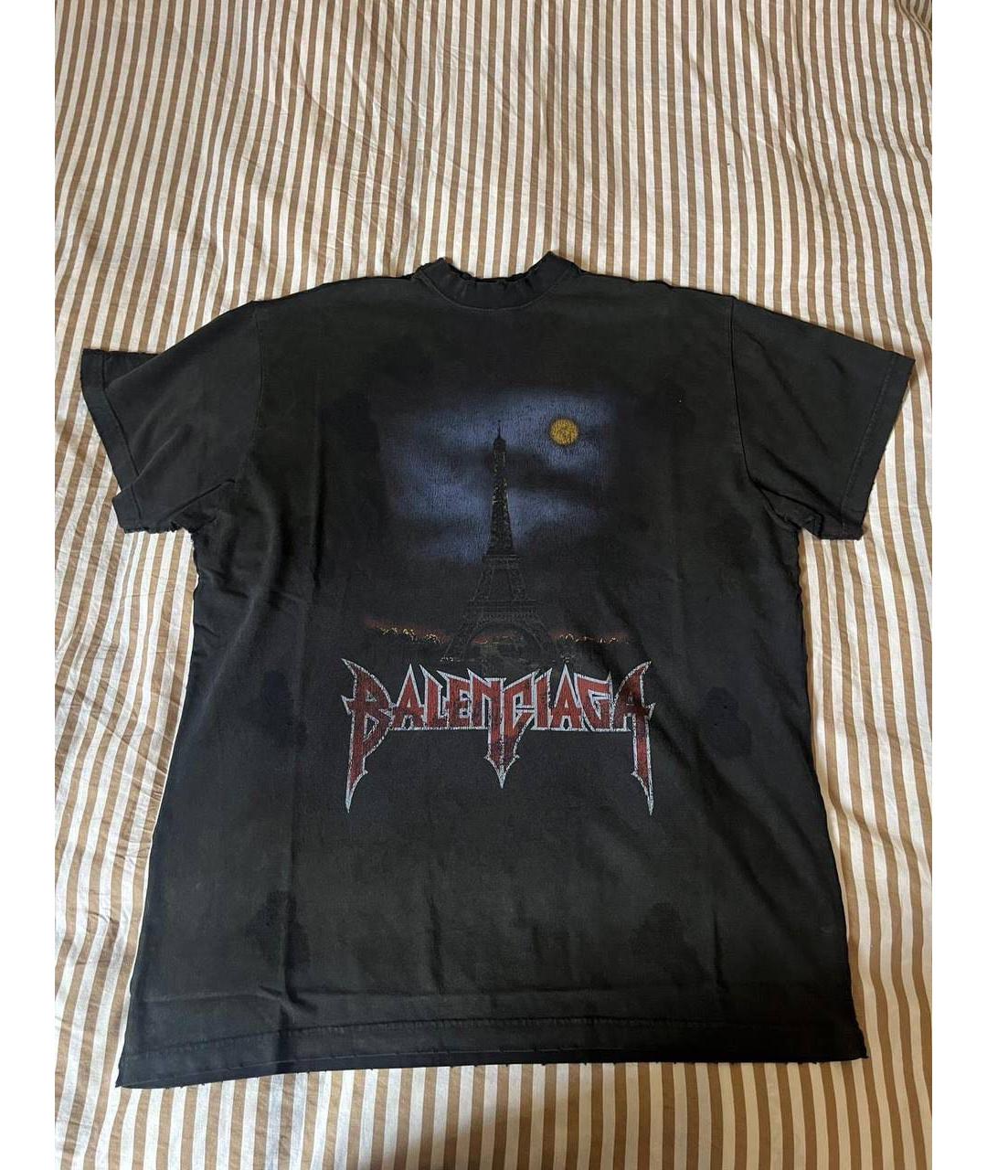 BALENCIAGA Черная хлопковая футболка, фото 4