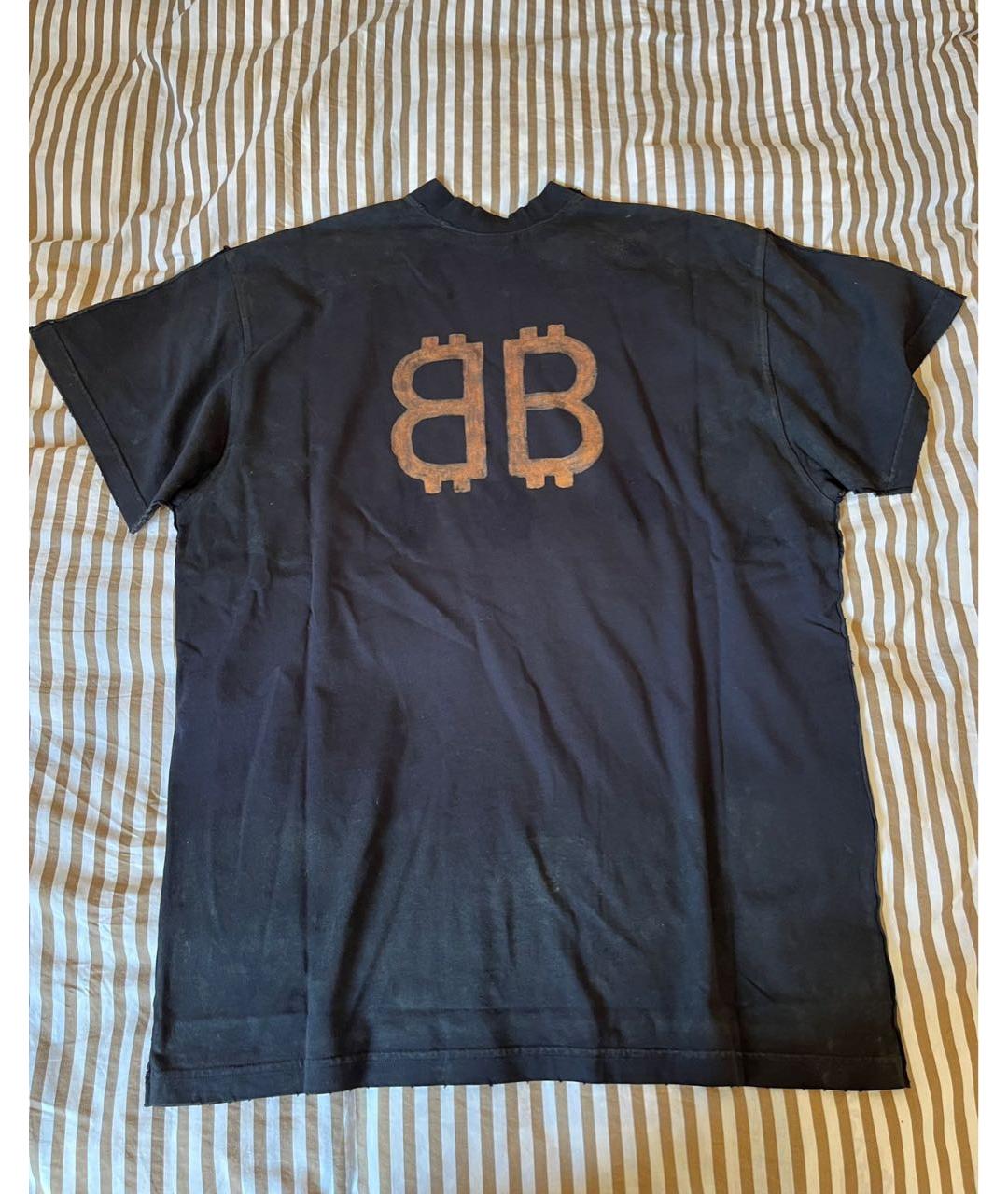 BALENCIAGA Черная хлопковая футболка, фото 2