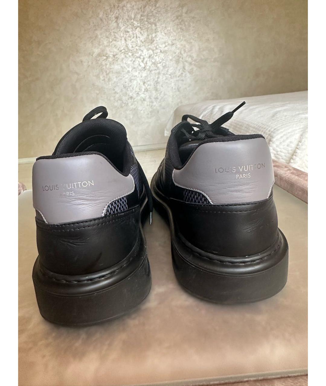LOUIS VUITTON Черные кожаные низкие кроссовки / кеды, фото 4