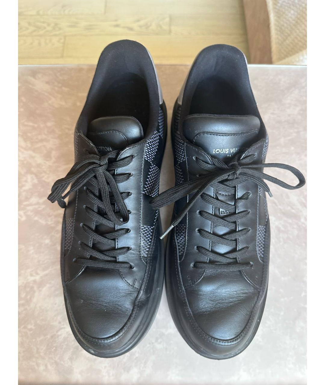 LOUIS VUITTON Черные кожаные низкие кроссовки / кеды, фото 2