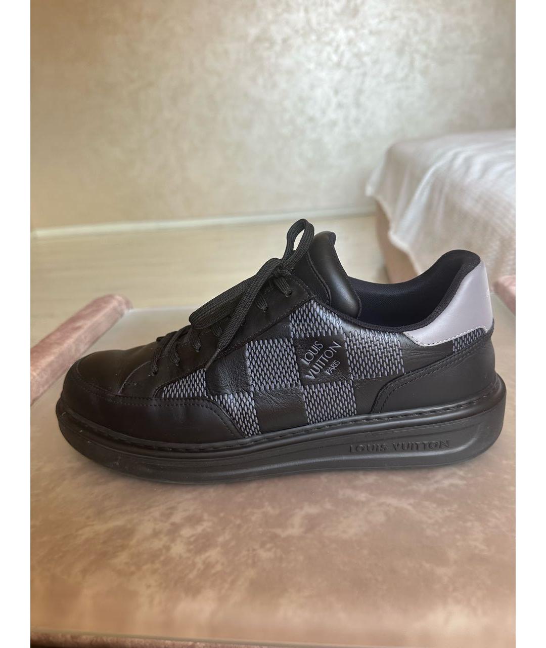 LOUIS VUITTON Черные кожаные низкие кроссовки / кеды, фото 7