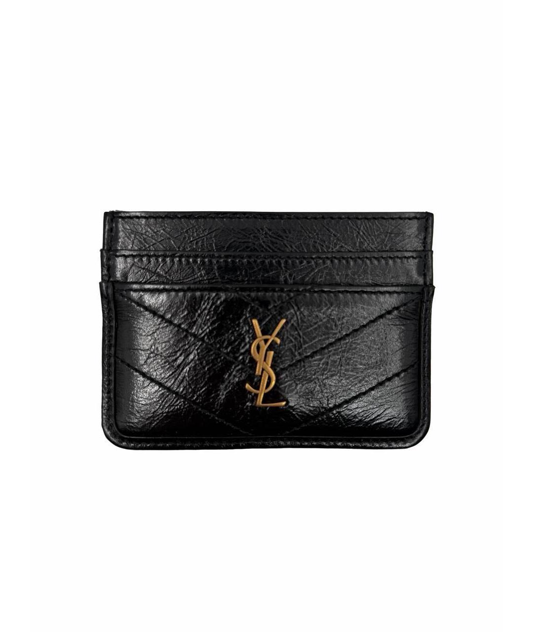 SAINT LAURENT Черный кожаный кардхолдер, фото 6