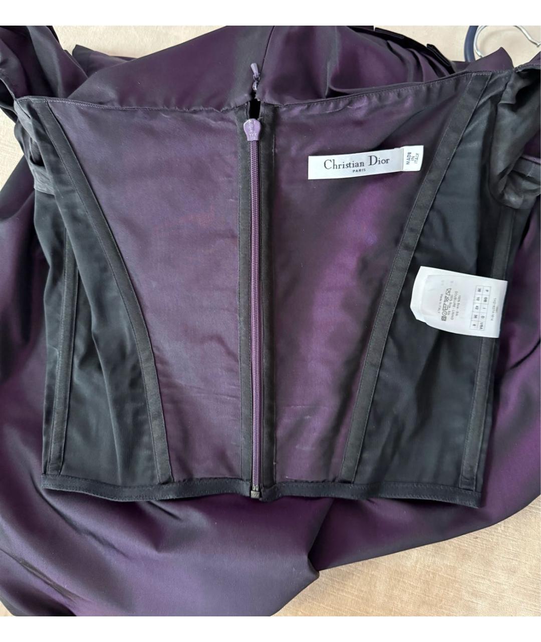 CHRISTIAN DIOR Фиолетовое шелковое коктейльное платье, фото 7