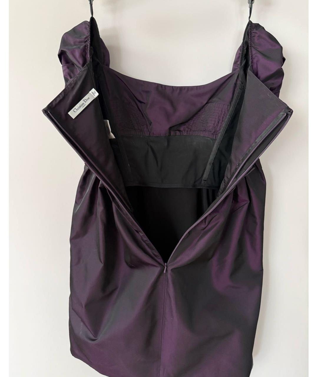 CHRISTIAN DIOR Фиолетовое шелковое коктейльное платье, фото 5