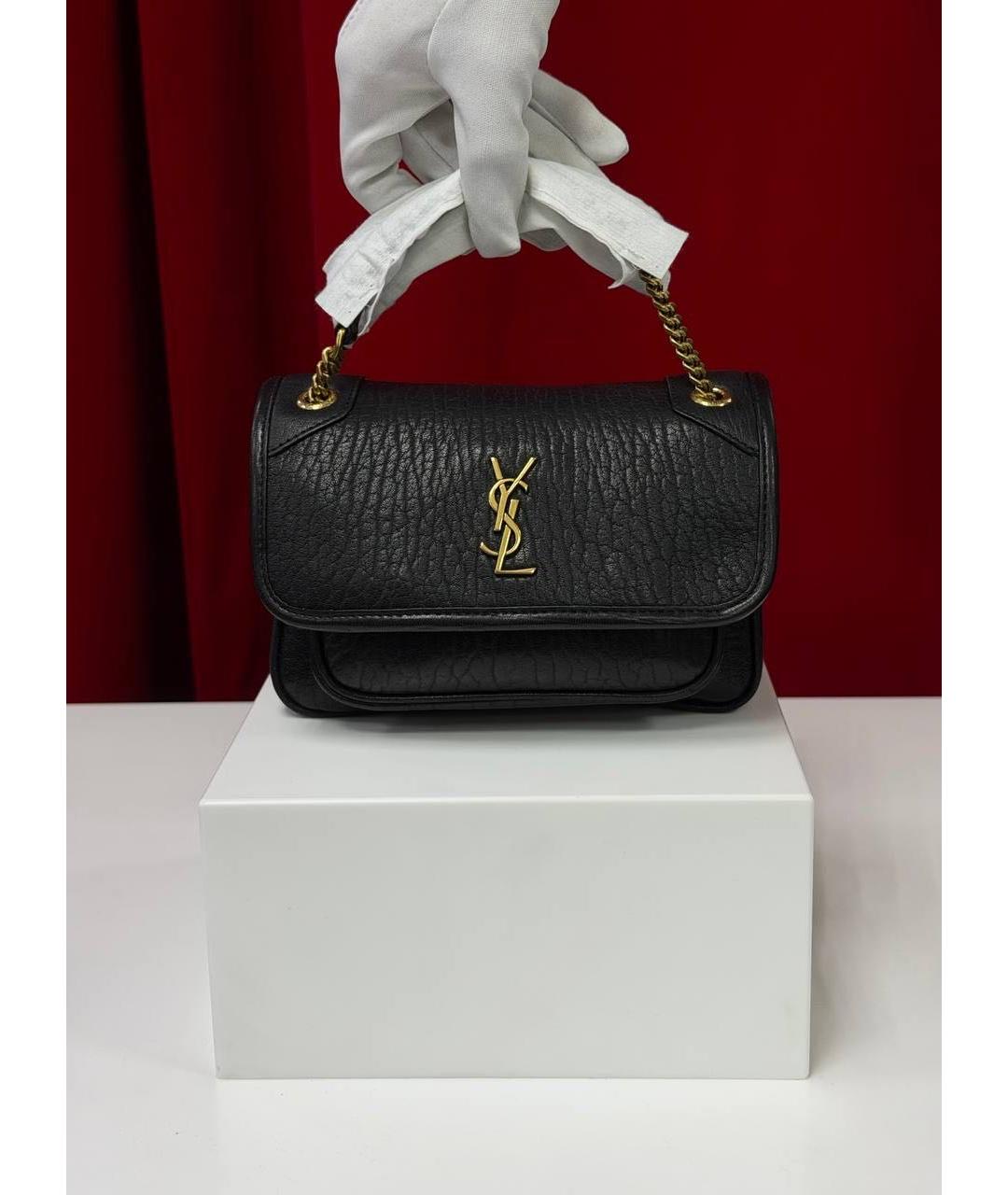 SAINT LAURENT Черная кожаная сумка через плечо, фото 6