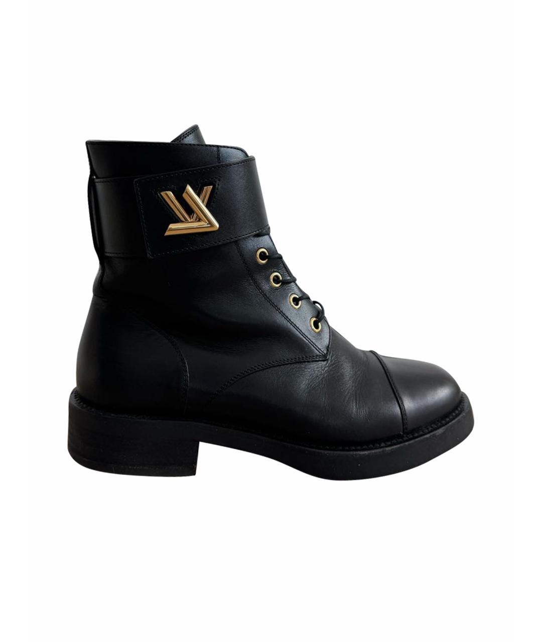 LOUIS VUITTON Черные кожаные ботинки, фото 1