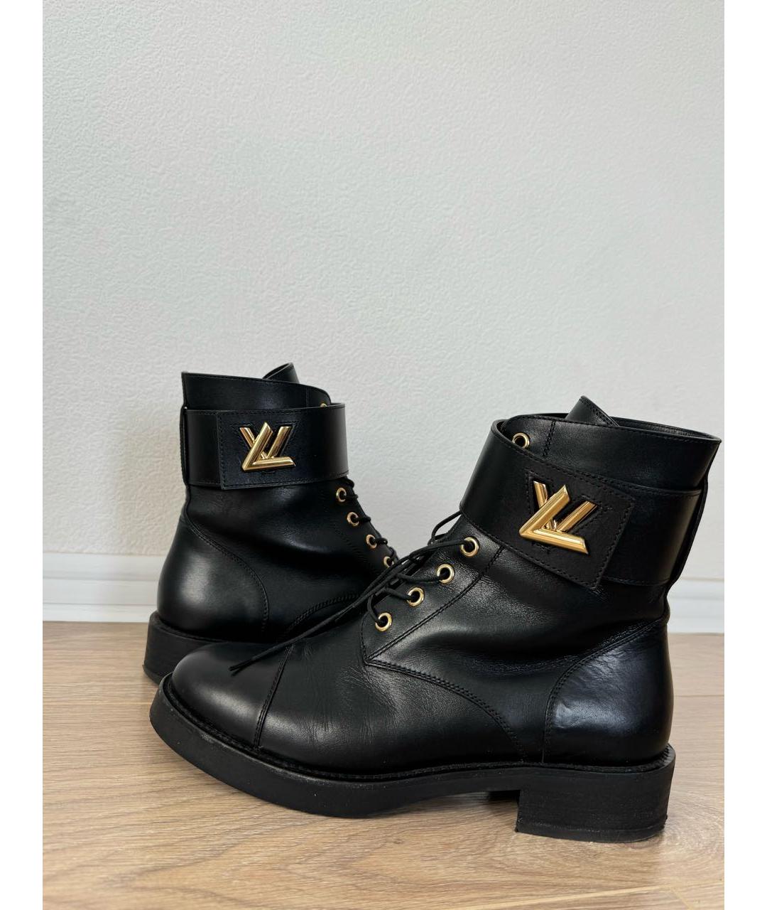 LOUIS VUITTON Черные кожаные ботинки, фото 5