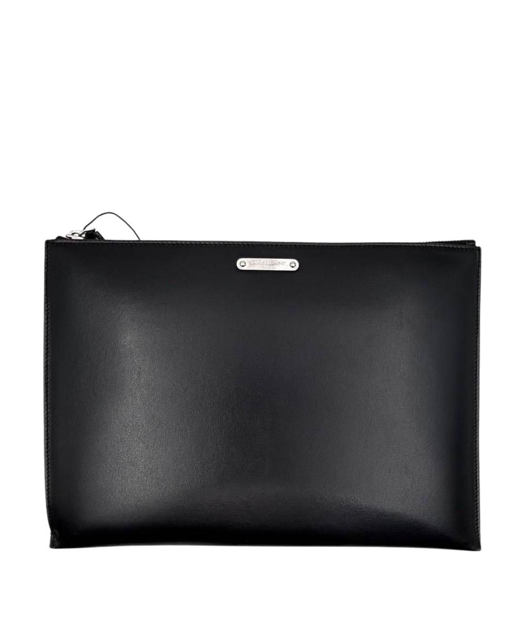 SAINT LAURENT Черная кожаная папка для документов, фото 1
