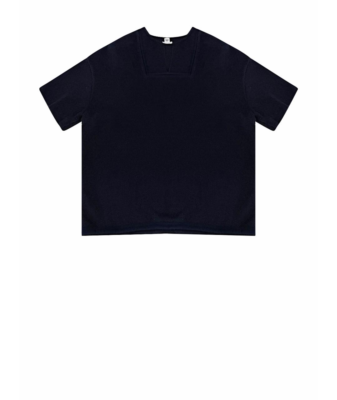 HERMES Темно-синяя хлопковая футболка, фото 1