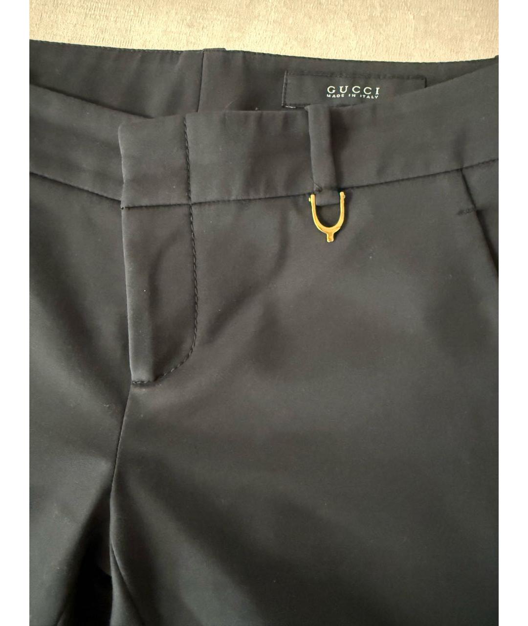 GUCCI Черные хлопко-эластановые брюки узкие, фото 4