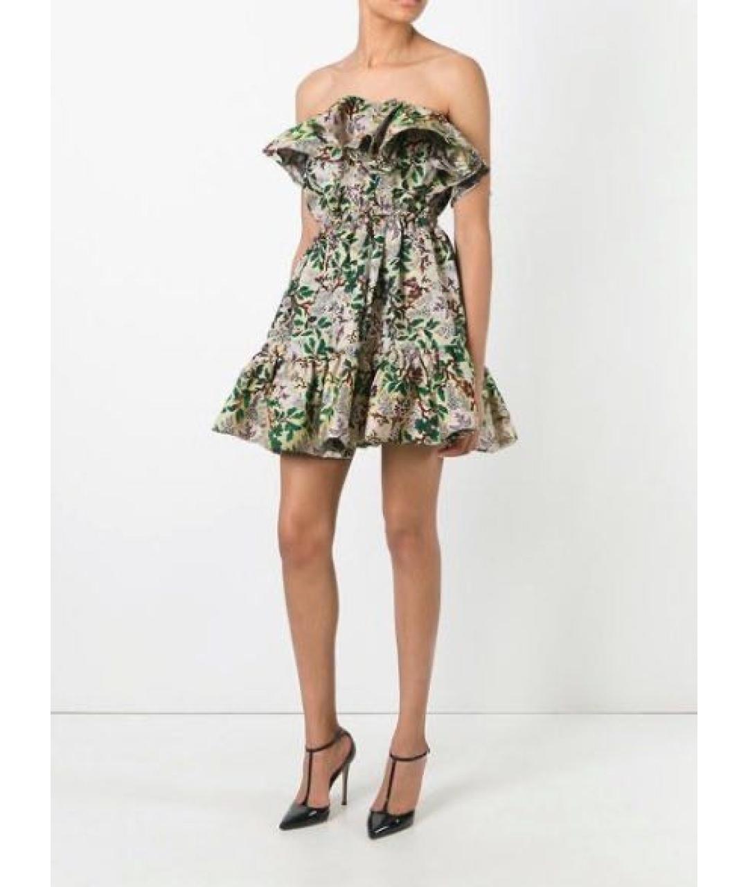 PHILOSOPHY DI LORENZO SERAFINI Хаки полиэстеровое коктейльное платье, фото 2