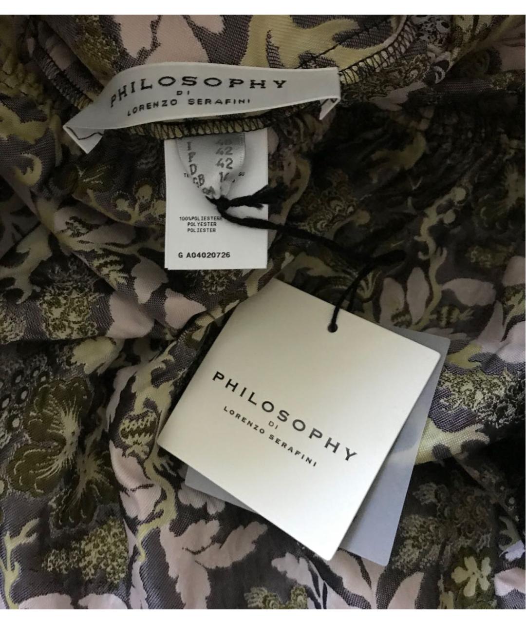 PHILOSOPHY DI LORENZO SERAFINI Хаки полиэстеровое коктейльное платье, фото 8