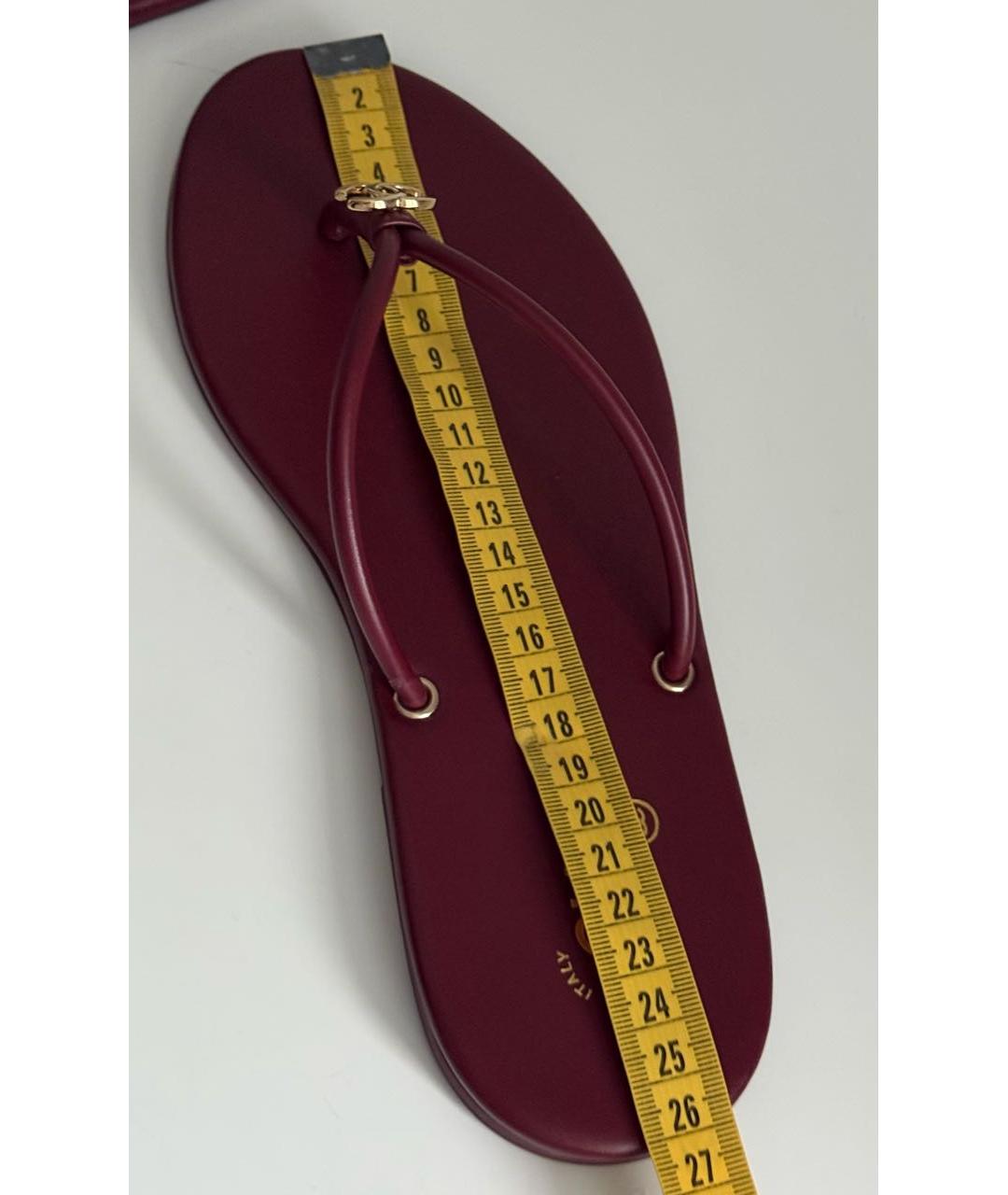 CHANEL Бордовые кожаные шлепанцы, фото 7