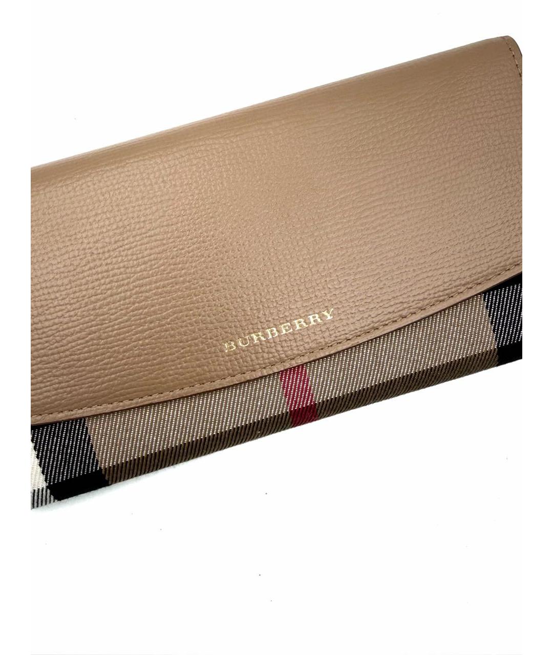 BURBERRY Бежевый кожаный кошелек, фото 3