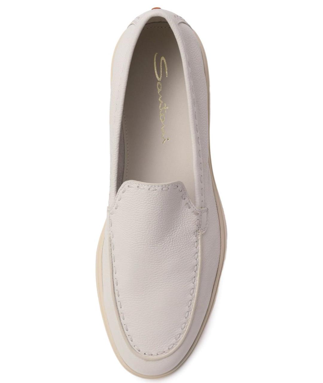 SANTONI Бежевые кожаные лоферы, фото 3