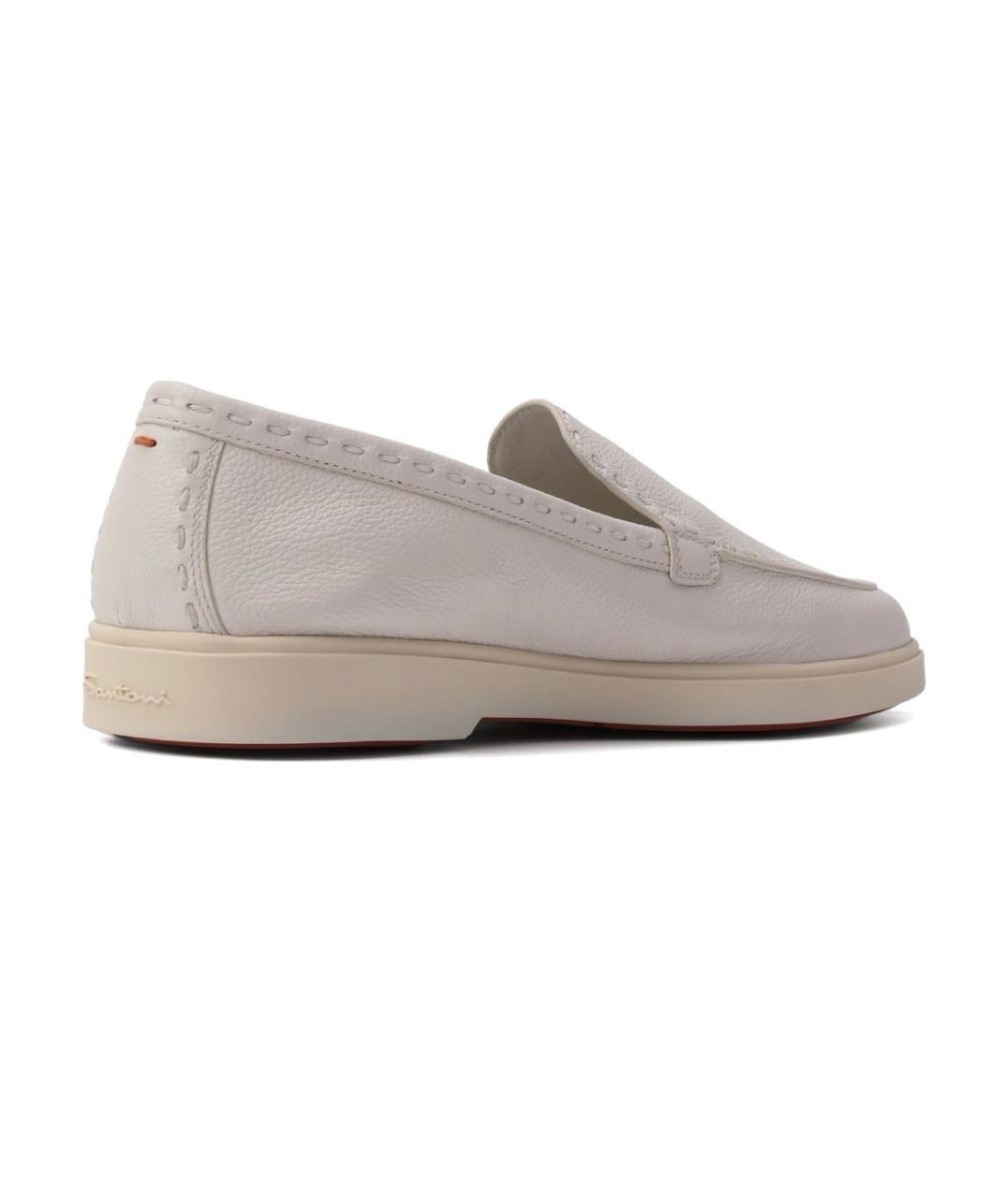 SANTONI Бежевые кожаные лоферы, фото 4