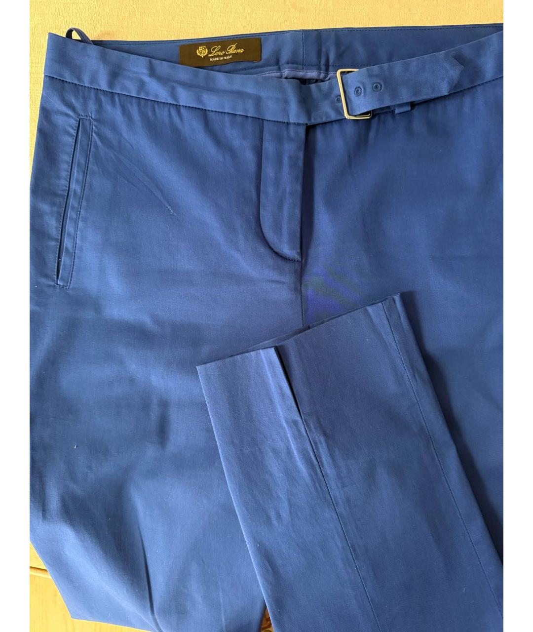 LORO PIANA Синие хлопко-эластановые капри, фото 4