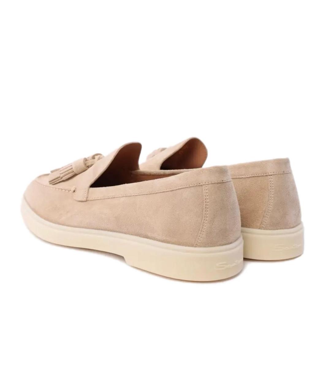 SANTONI Бежевые замшевые лоферы, фото 4