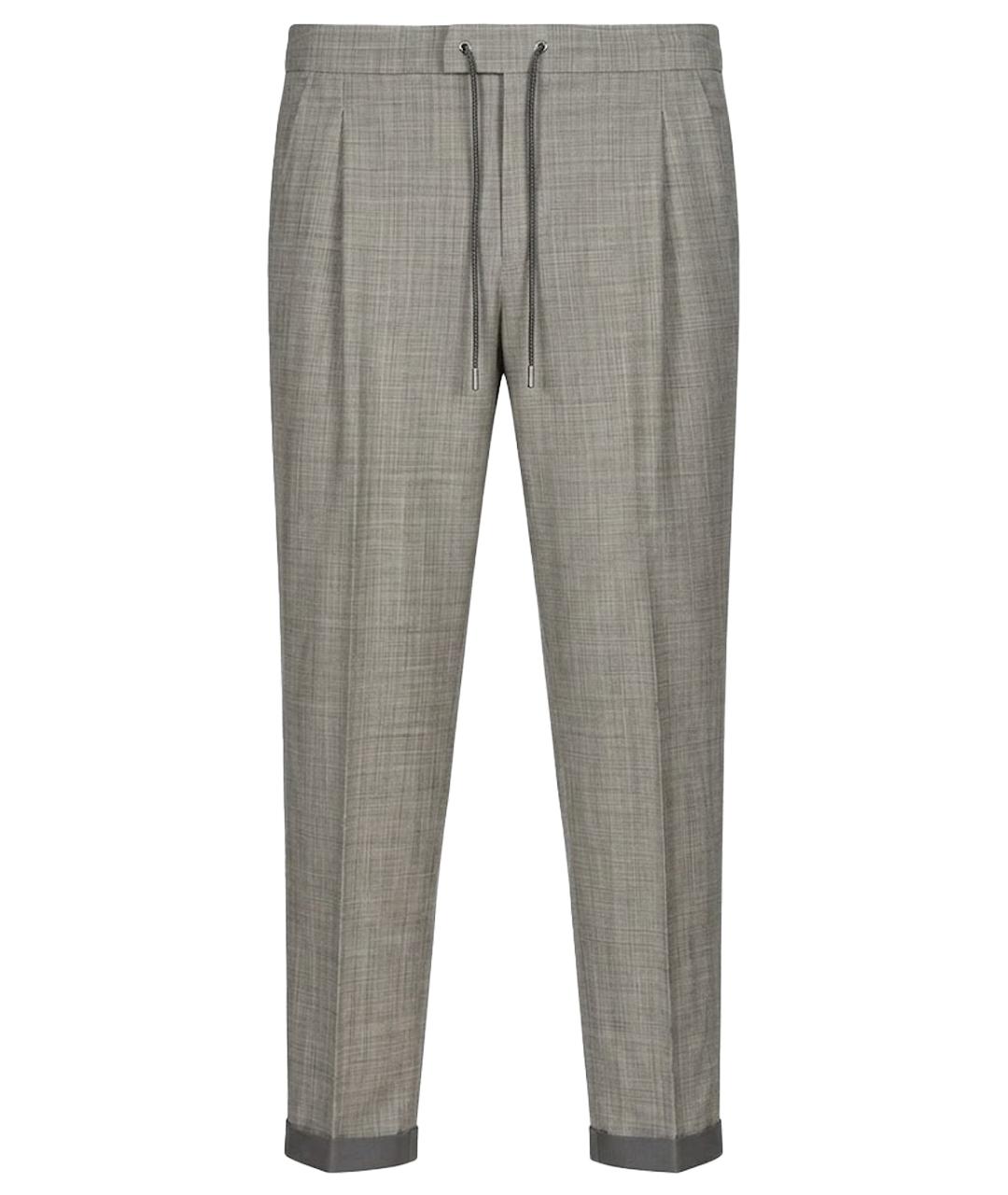 FABIANA FILIPPI Серые шерстяные прямые брюки, фото 1