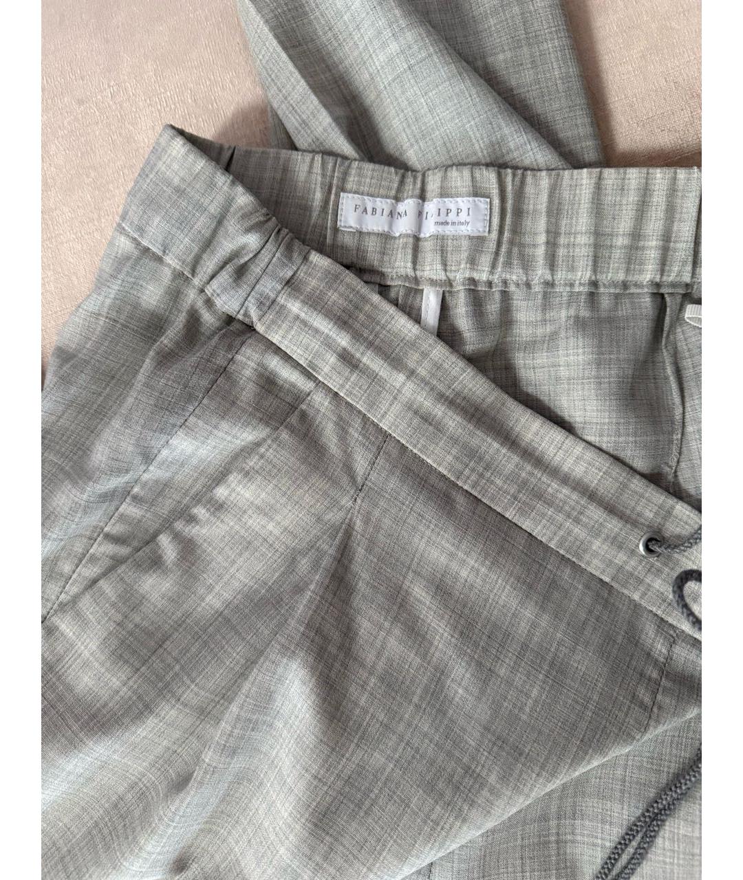 FABIANA FILIPPI Серые шерстяные прямые брюки, фото 4