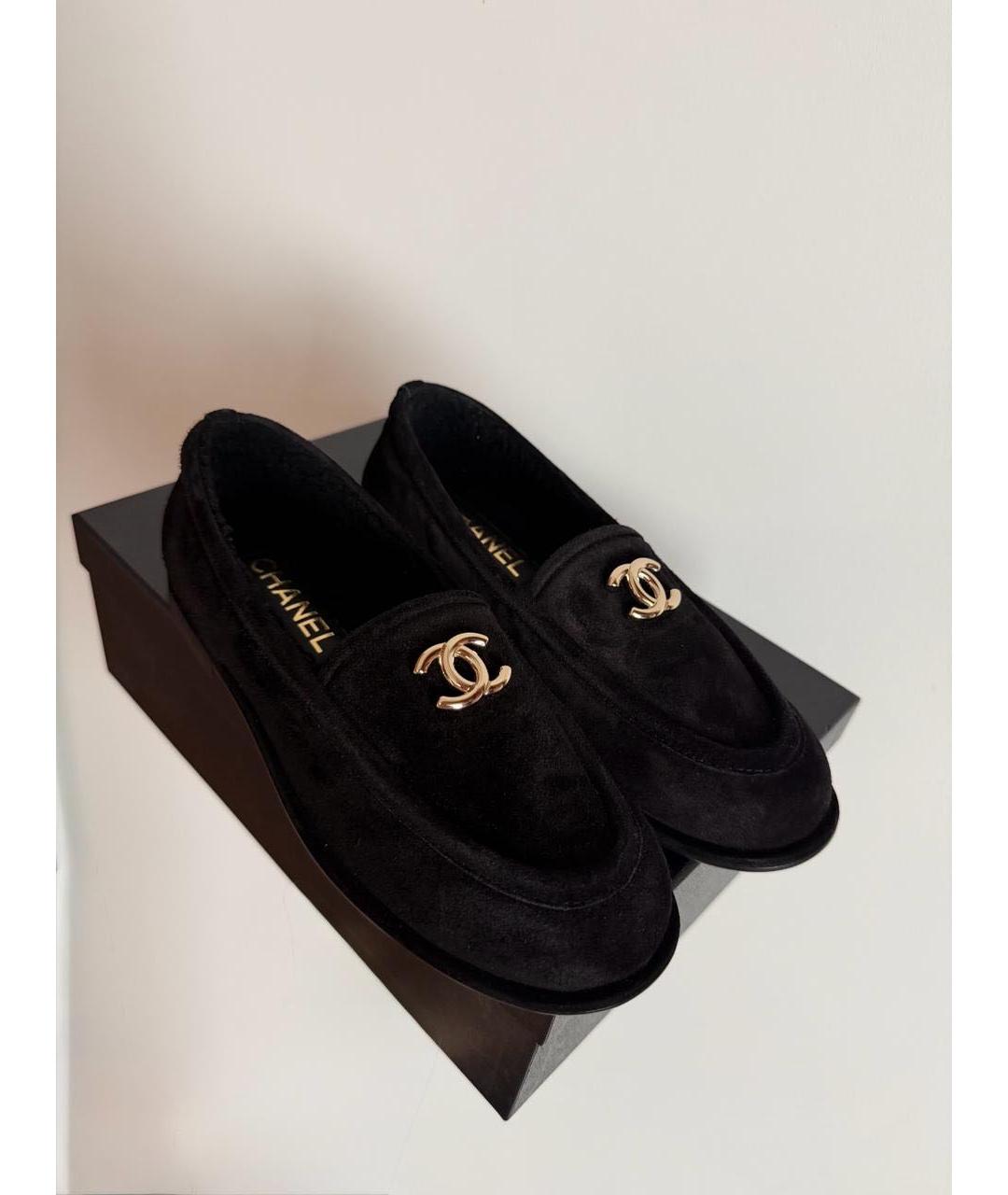 CHANEL Черные замшевые лоферы, фото 2