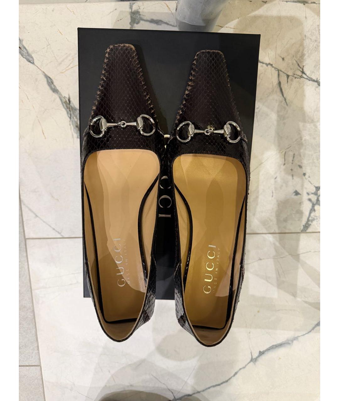 GUCCI Коричневые туфли из экзотической кожи, фото 3