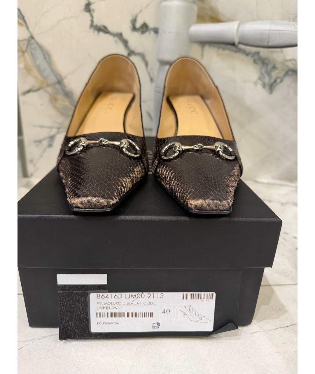 GUCCI Коричневые туфли из экзотической кожи, фото 2