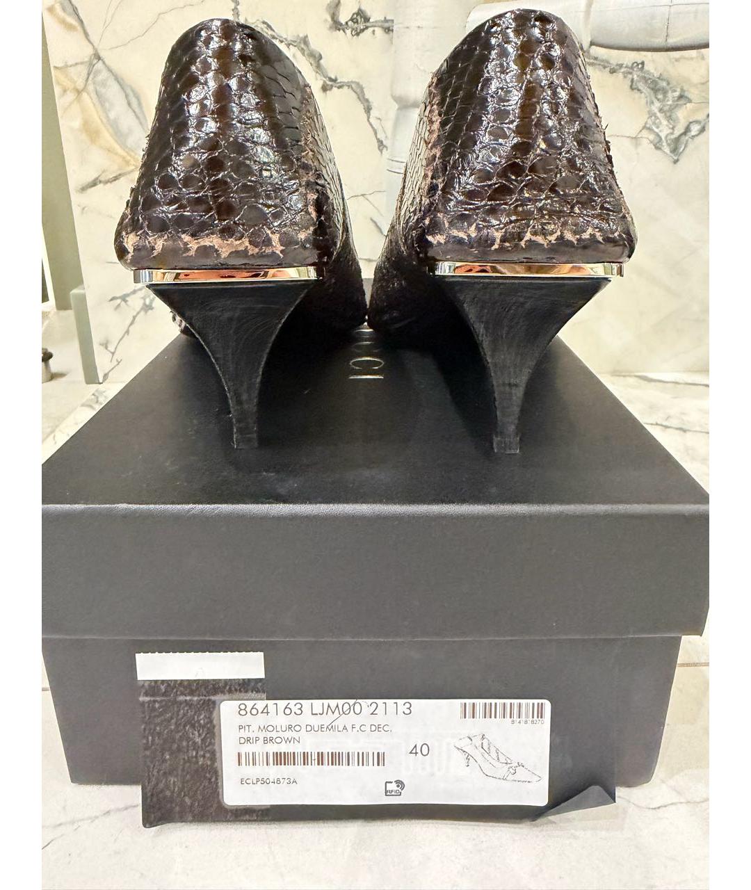 GUCCI Коричневые туфли из экзотической кожи, фото 4