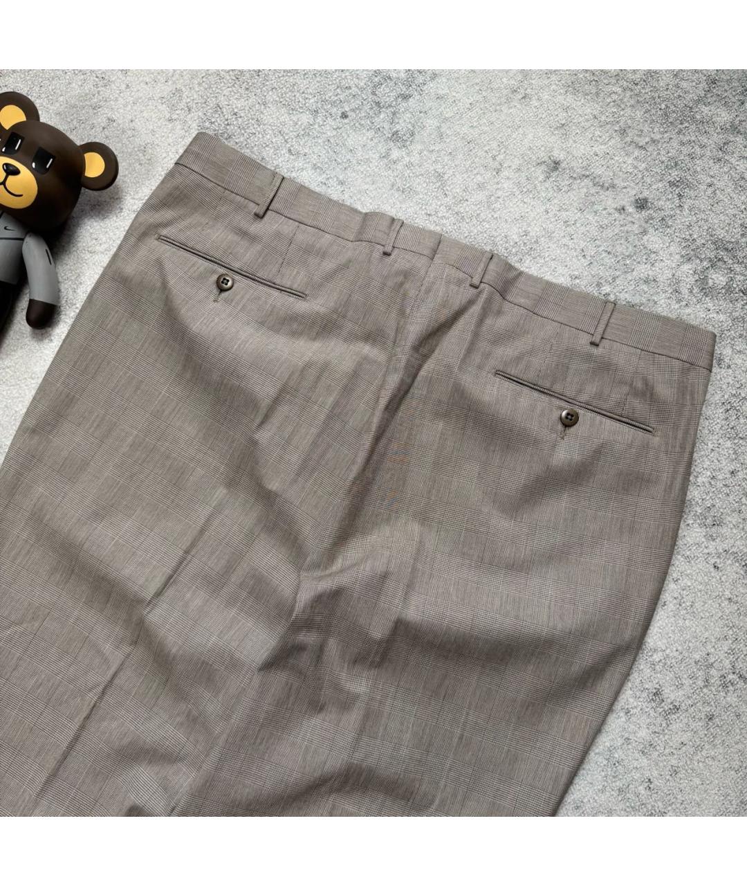 ZEGNA Серые хлопко-эластановые классические брюки, фото 4