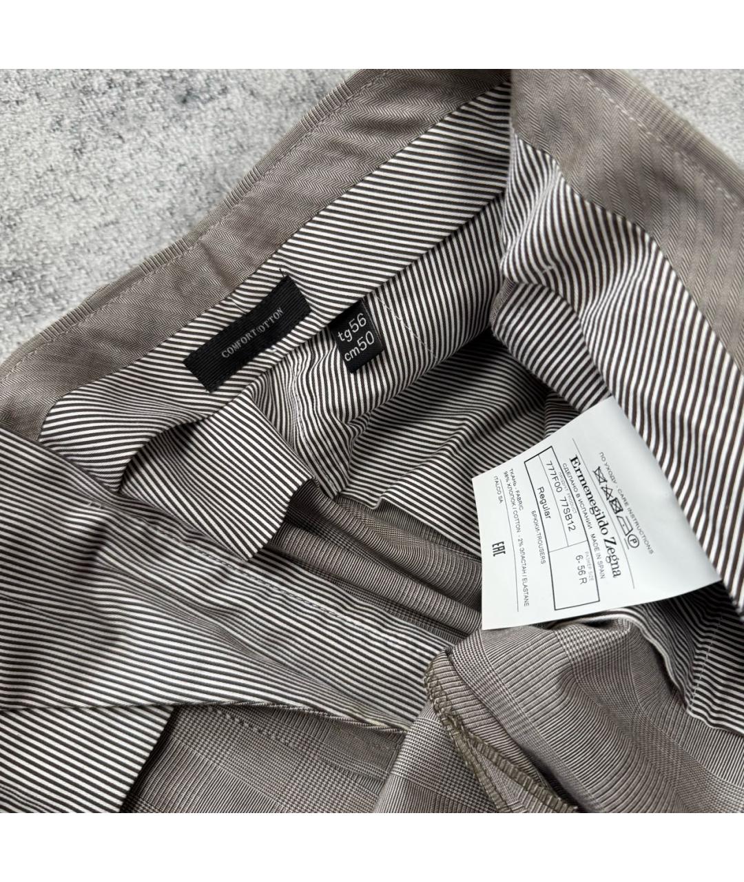 ZEGNA Серые хлопко-эластановые классические брюки, фото 6