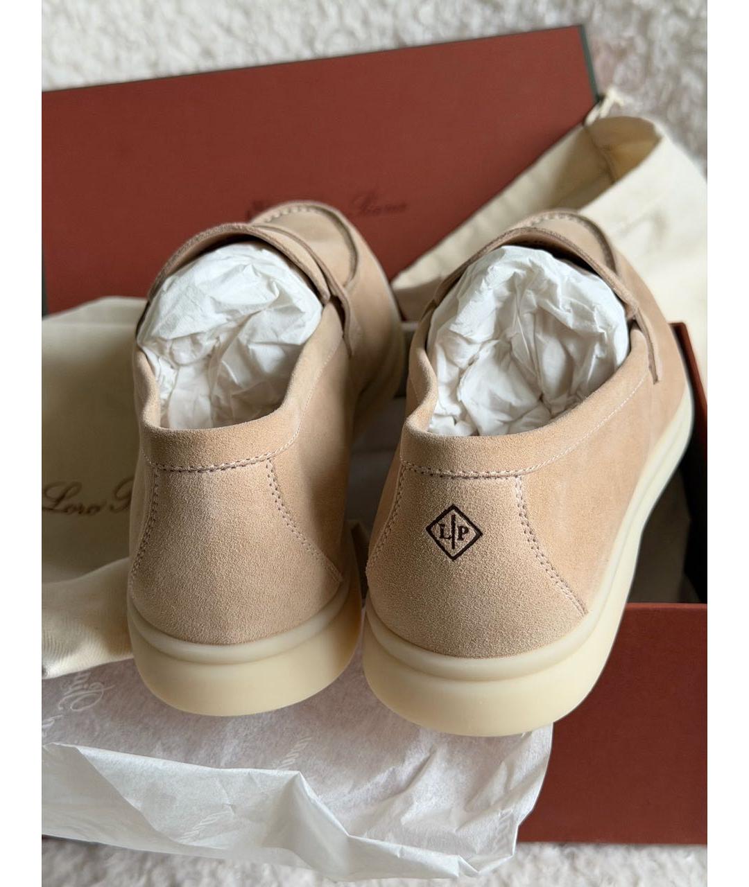 LORO PIANA Бежевые замшевые лоферы, фото 4