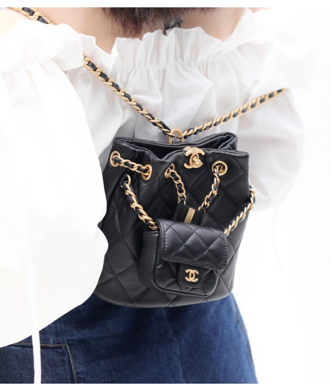 CHANEL Черный кожаный рюкзак, фото 7