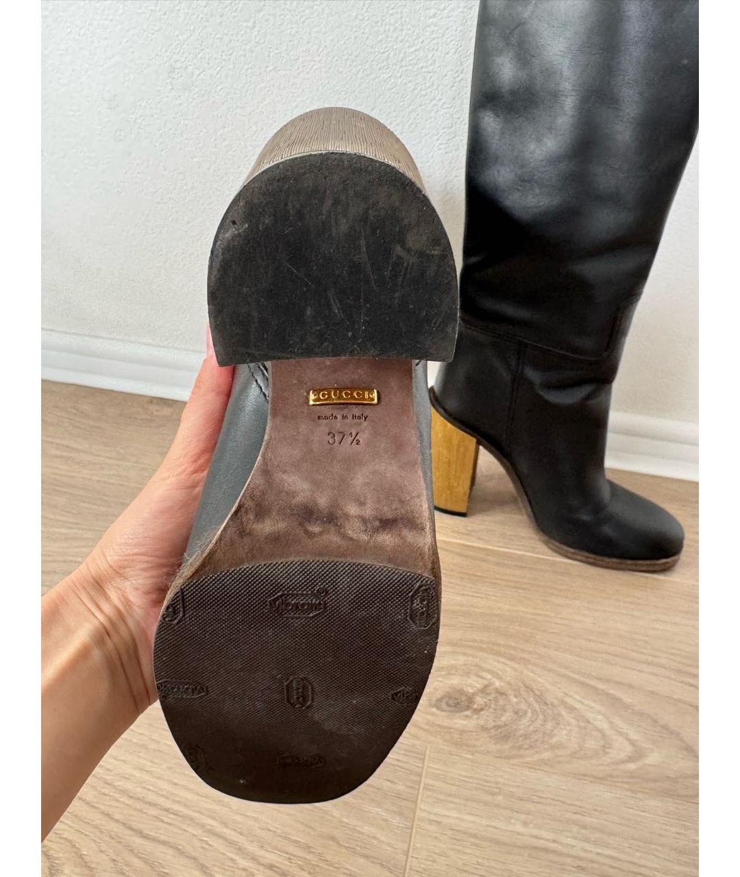 GUCCI Черные кожаные сапоги, фото 3