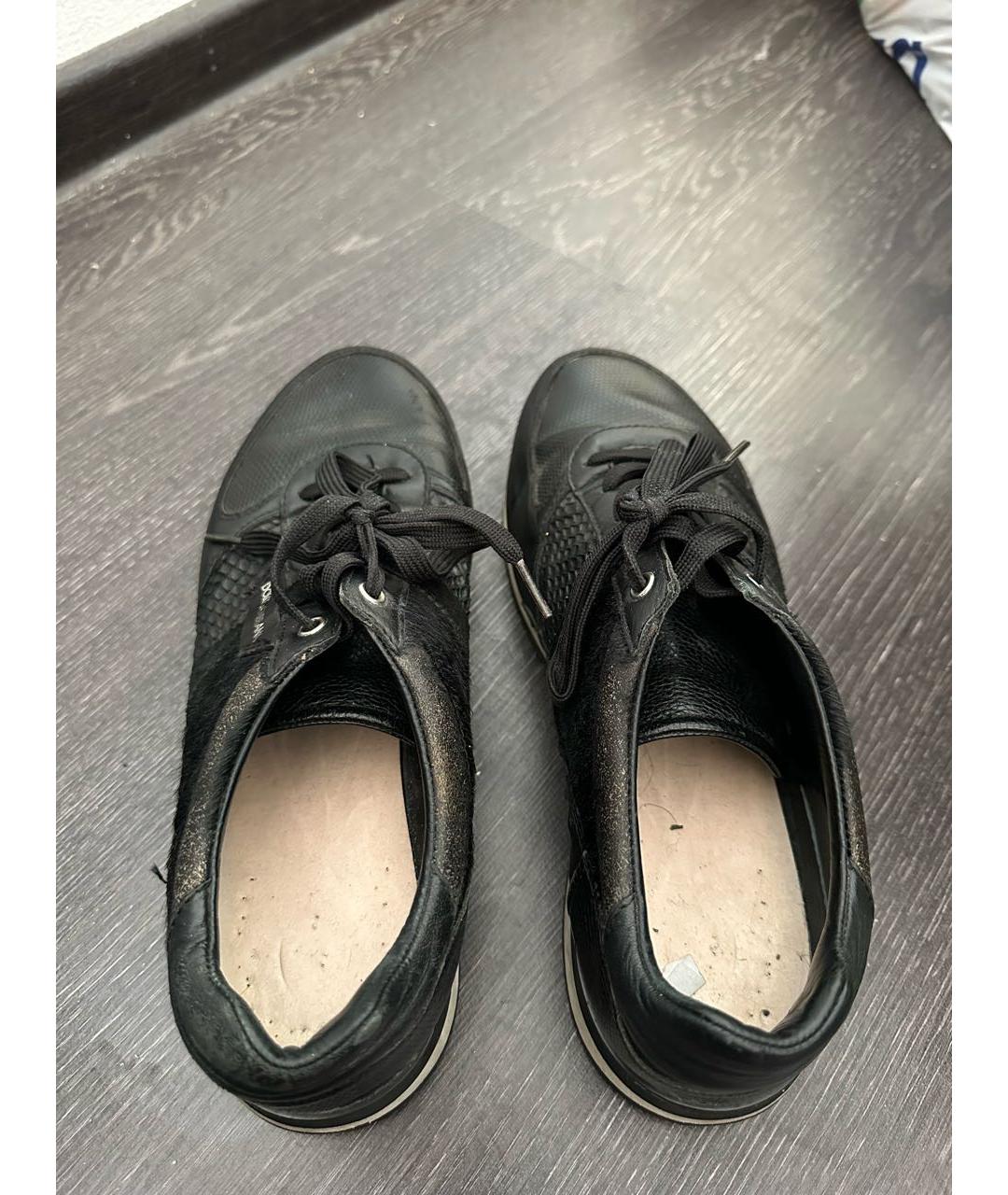 DOLCE&GABBANA Черные кожаные низкие кроссовки / кеды, фото 3