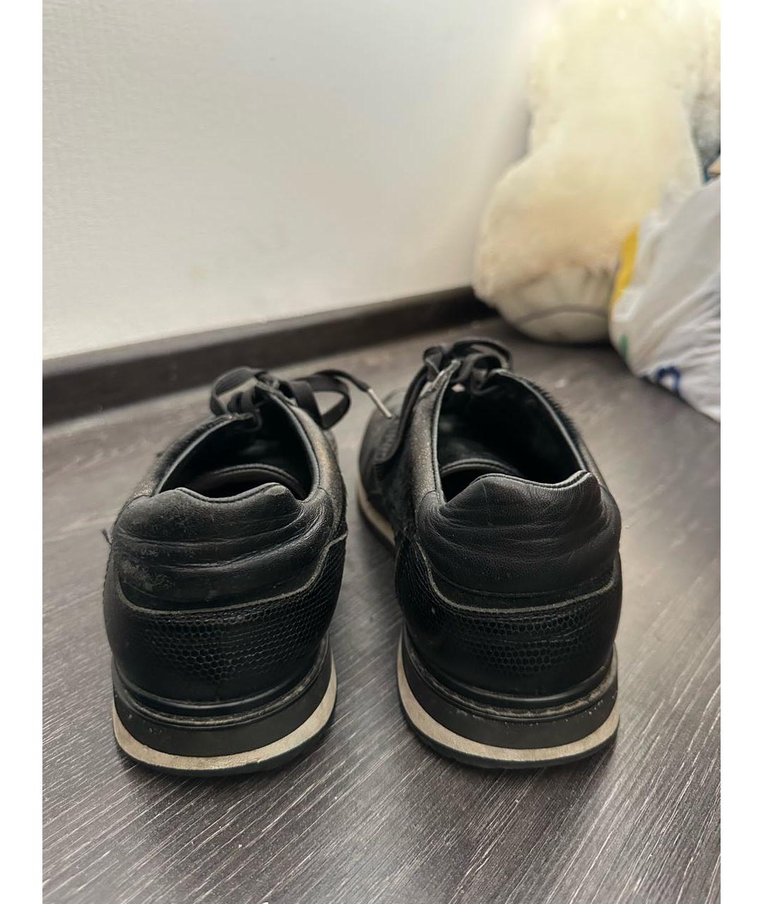 DOLCE&GABBANA Черные кожаные низкие кроссовки / кеды, фото 4