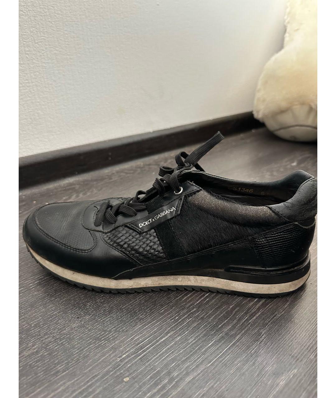 DOLCE&GABBANA Черные кожаные низкие кроссовки / кеды, фото 5