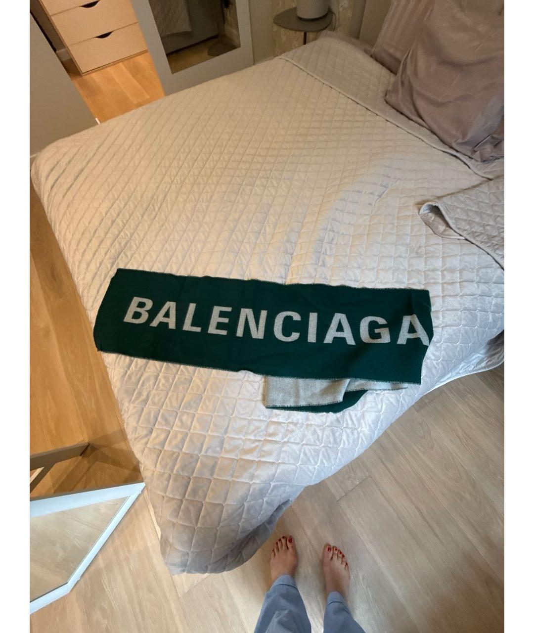 BALENCIAGA Зеленый шерстяной шарф, фото 3