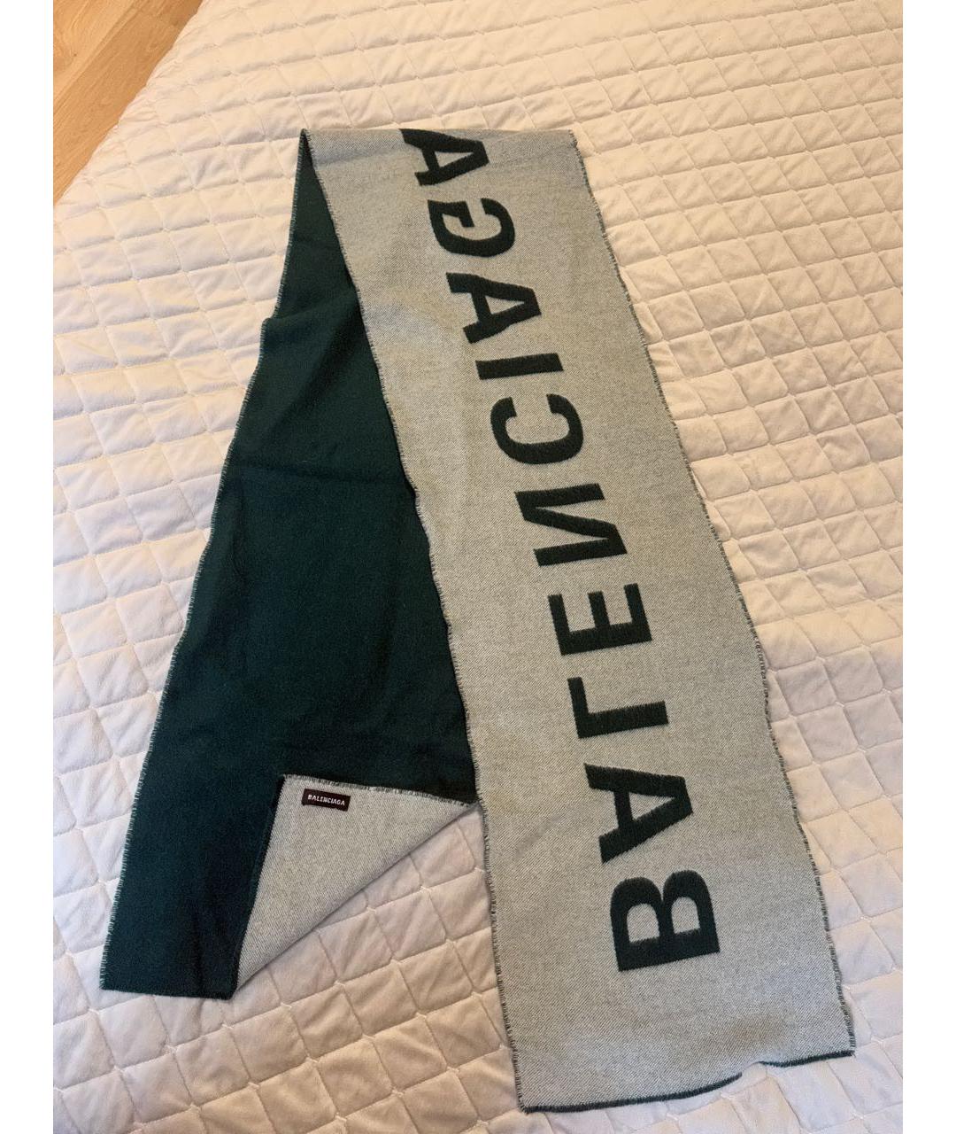 BALENCIAGA Зеленый шерстяной шарф, фото 7