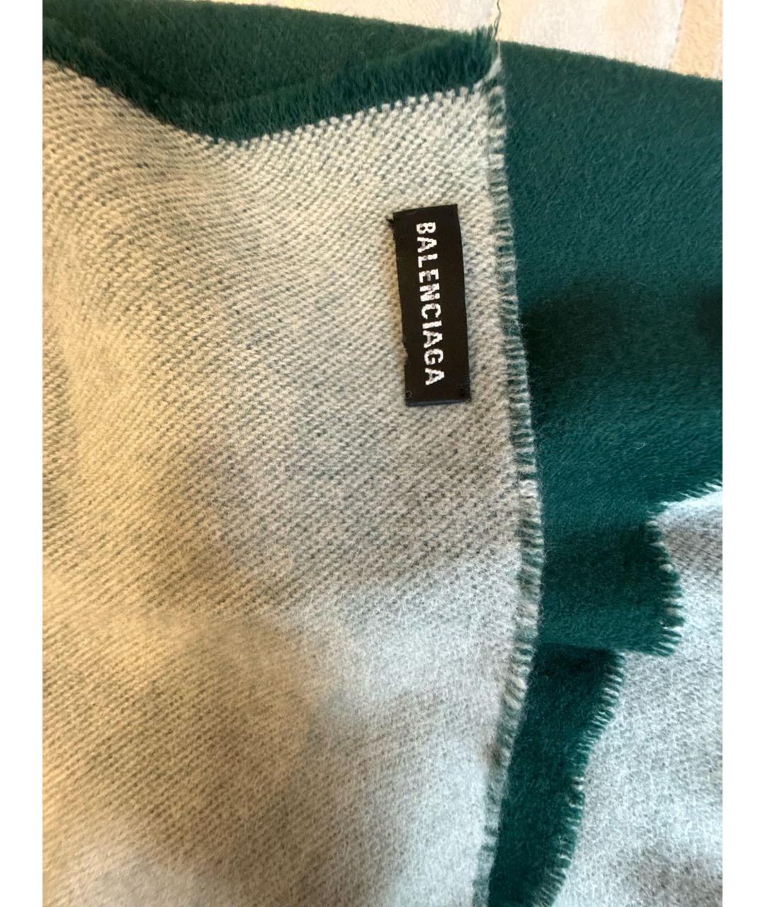 BALENCIAGA Зеленый шерстяной шарф, фото 4