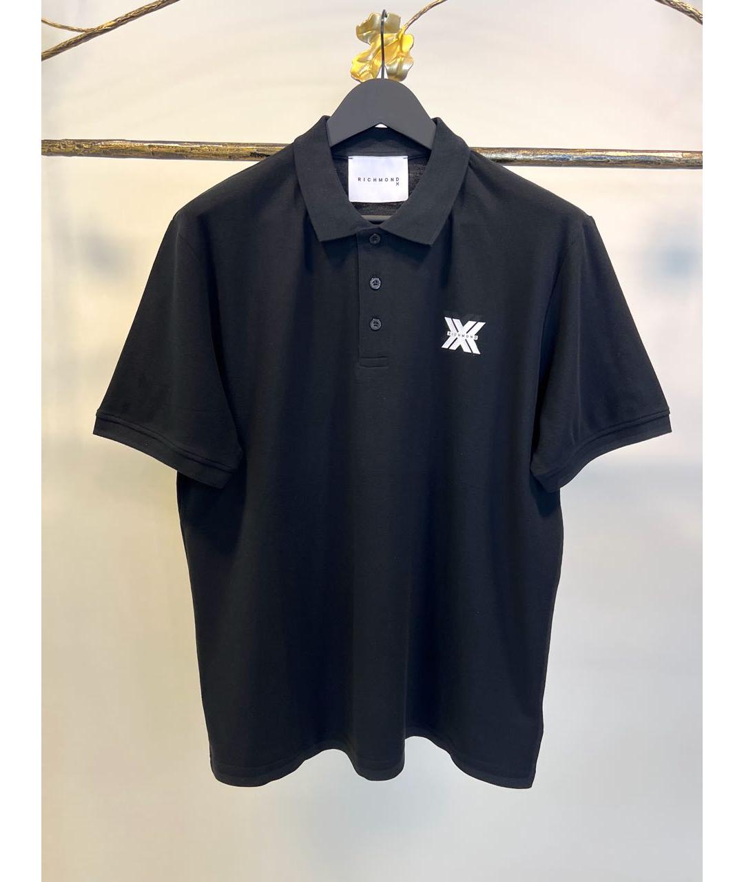 JOHN RICHMOND Черное хлопковое поло с коротким рукавом, фото 8