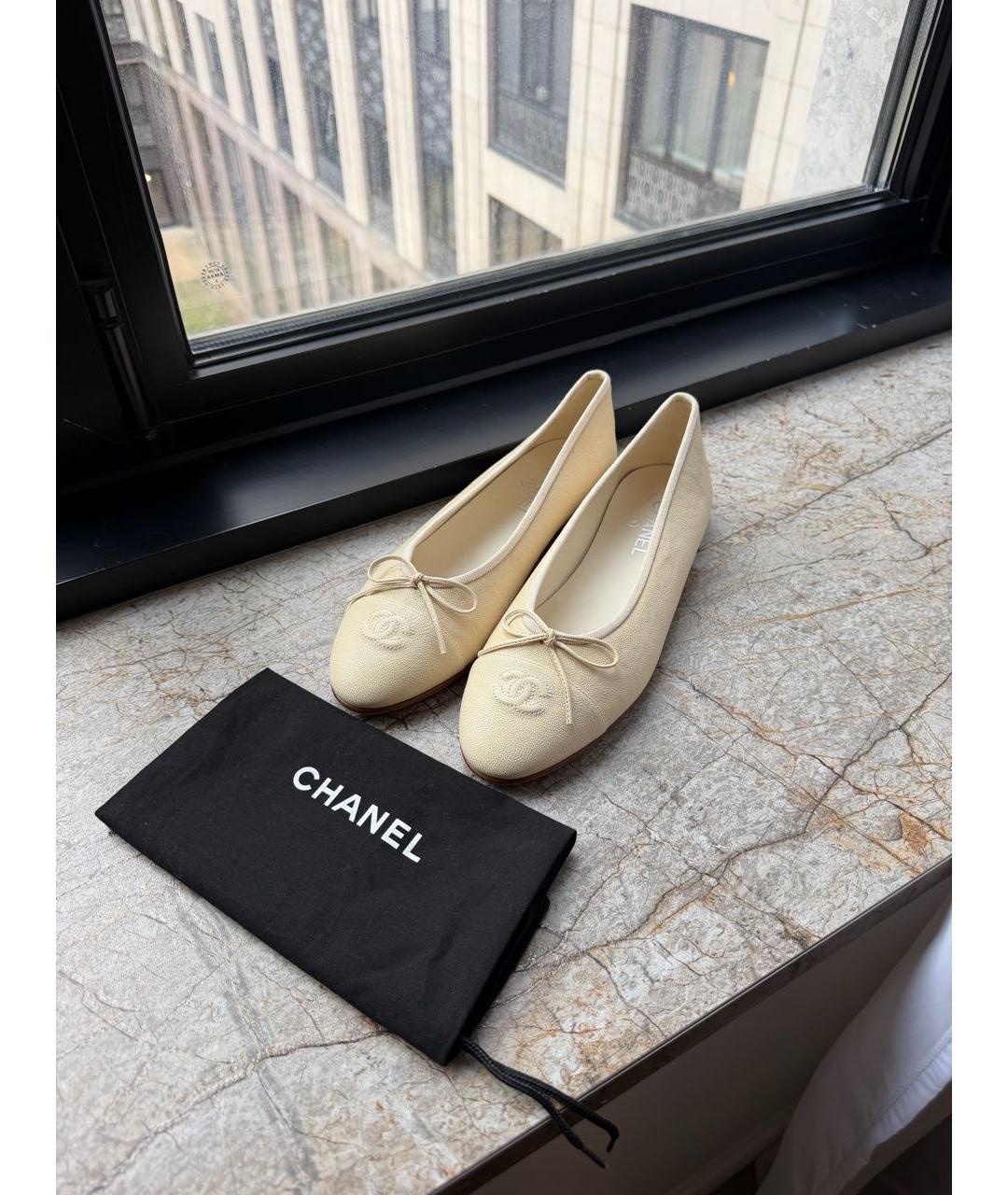 CHANEL Бежевые кожаные балетки, фото 7