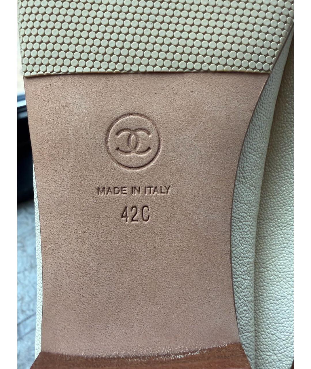 CHANEL Бежевые кожаные балетки, фото 6