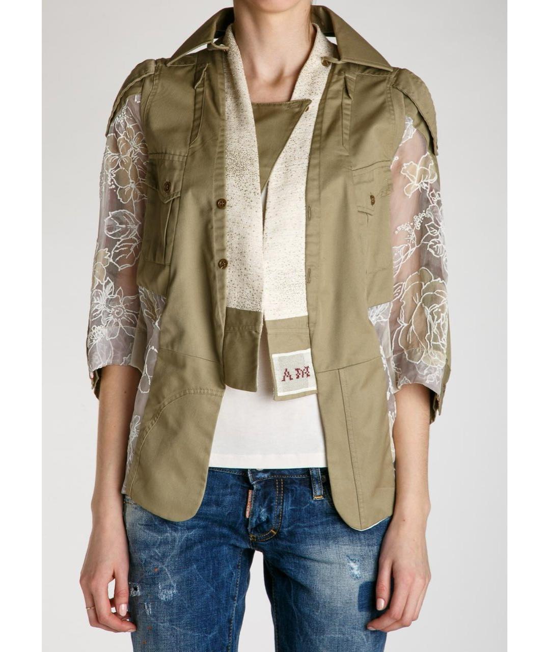 ANTONIO MARRAS Хаки шелковый жакет/пиджак, фото 4