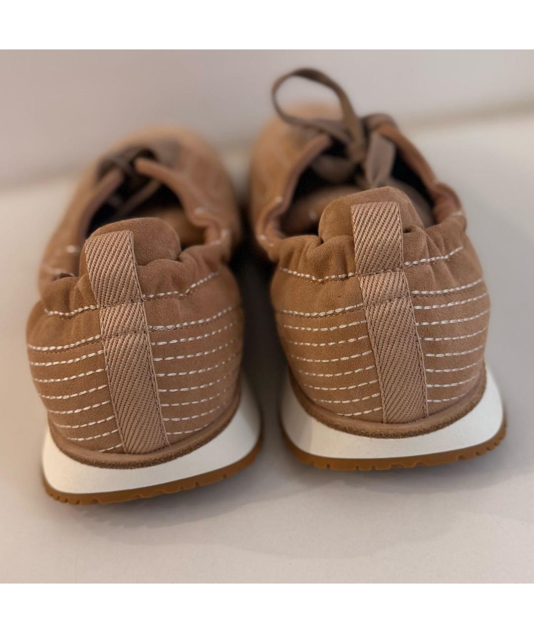 HERMES Бежевые замшевые кроссовки, фото 4