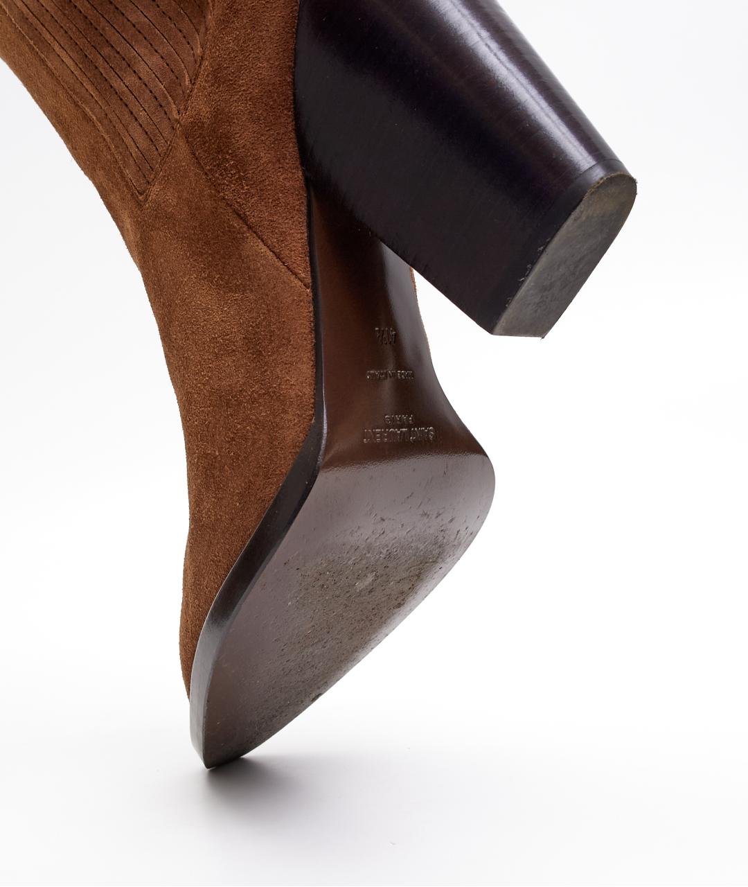 SAINT LAURENT Коричневые замшевые ботильоны, фото 6