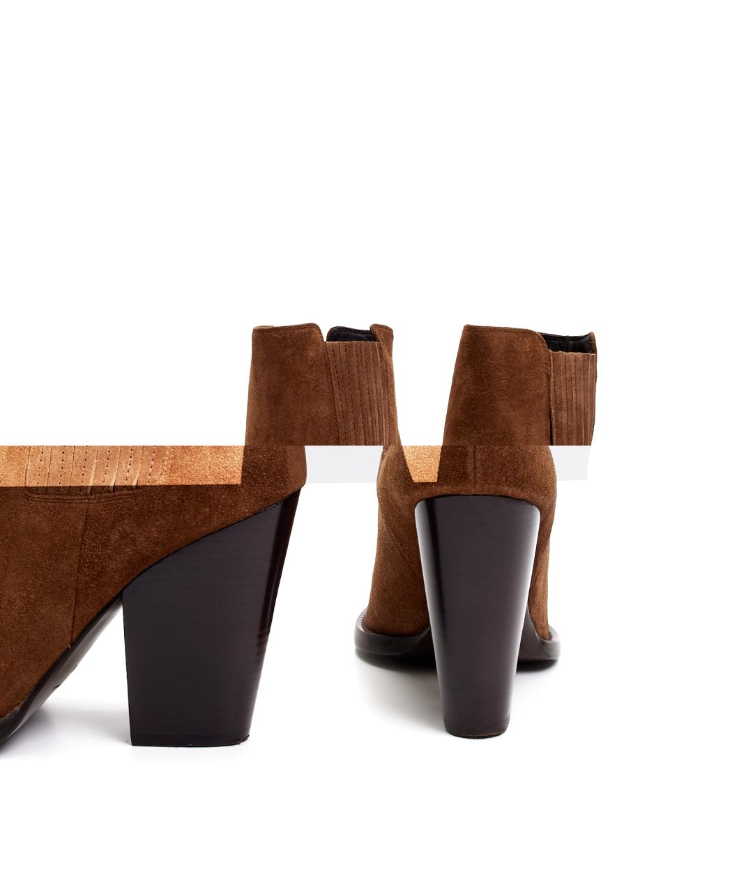 SAINT LAURENT Коричневые замшевые ботильоны, фото 3