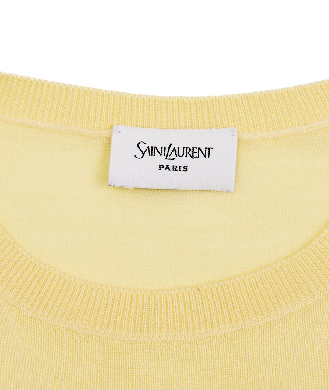 SAINT LAURENT Желтый кашемировый джемпер / свитер, фото 4