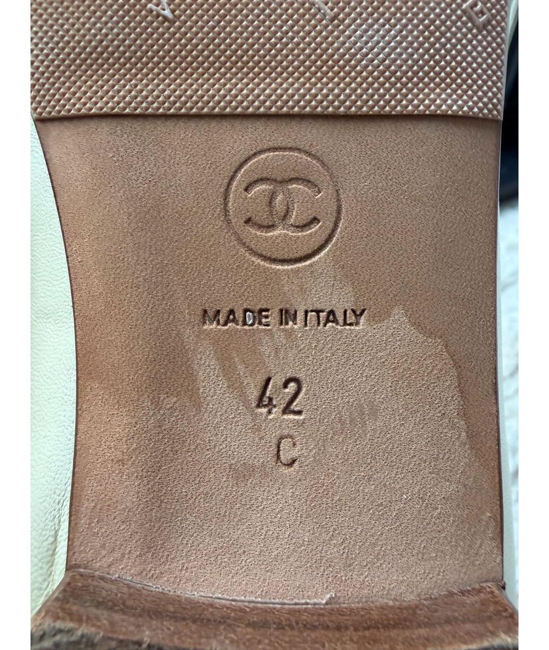 CHANEL Бежевые кожаные балетки, фото 6