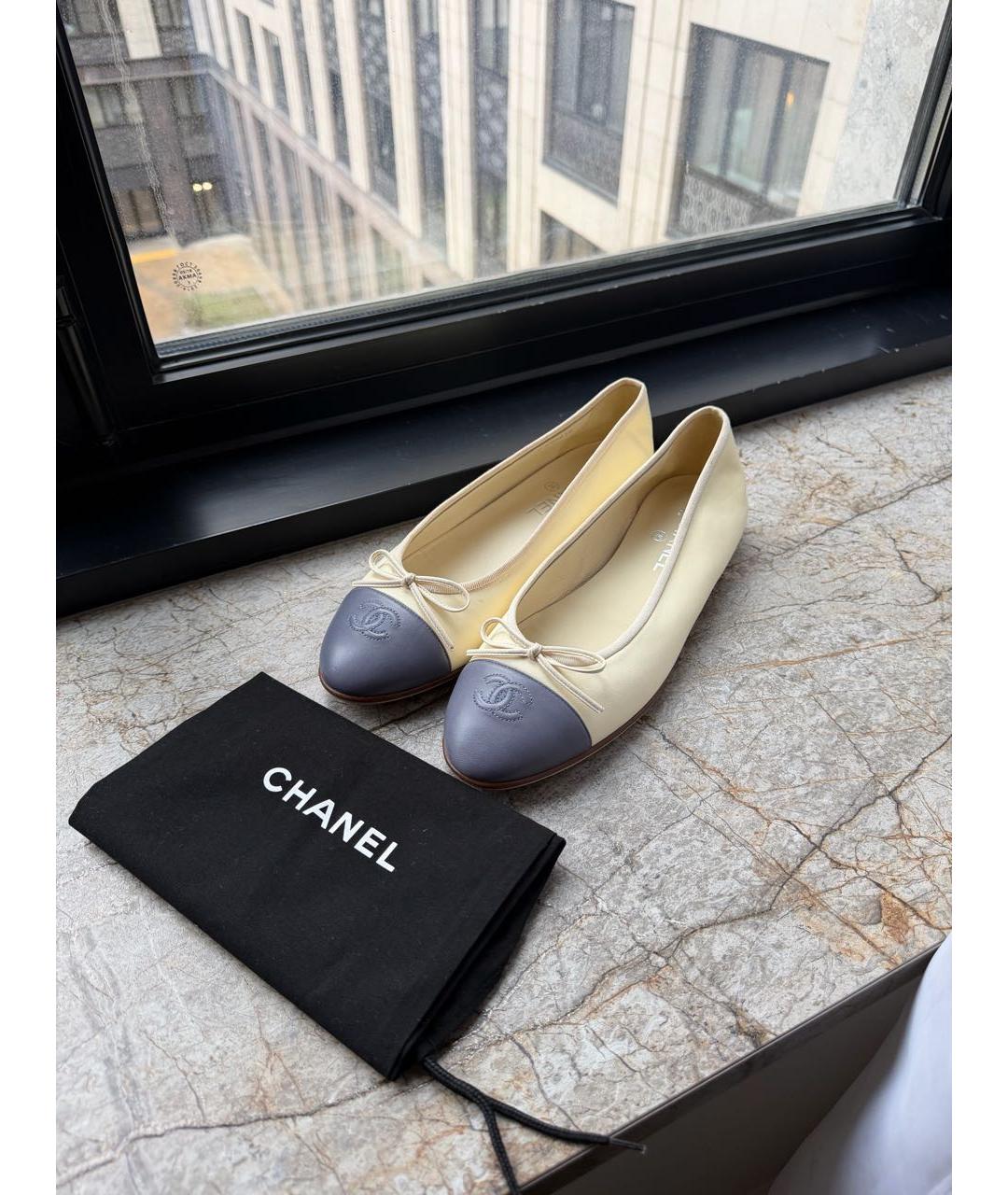 CHANEL Бежевые кожаные балетки, фото 7