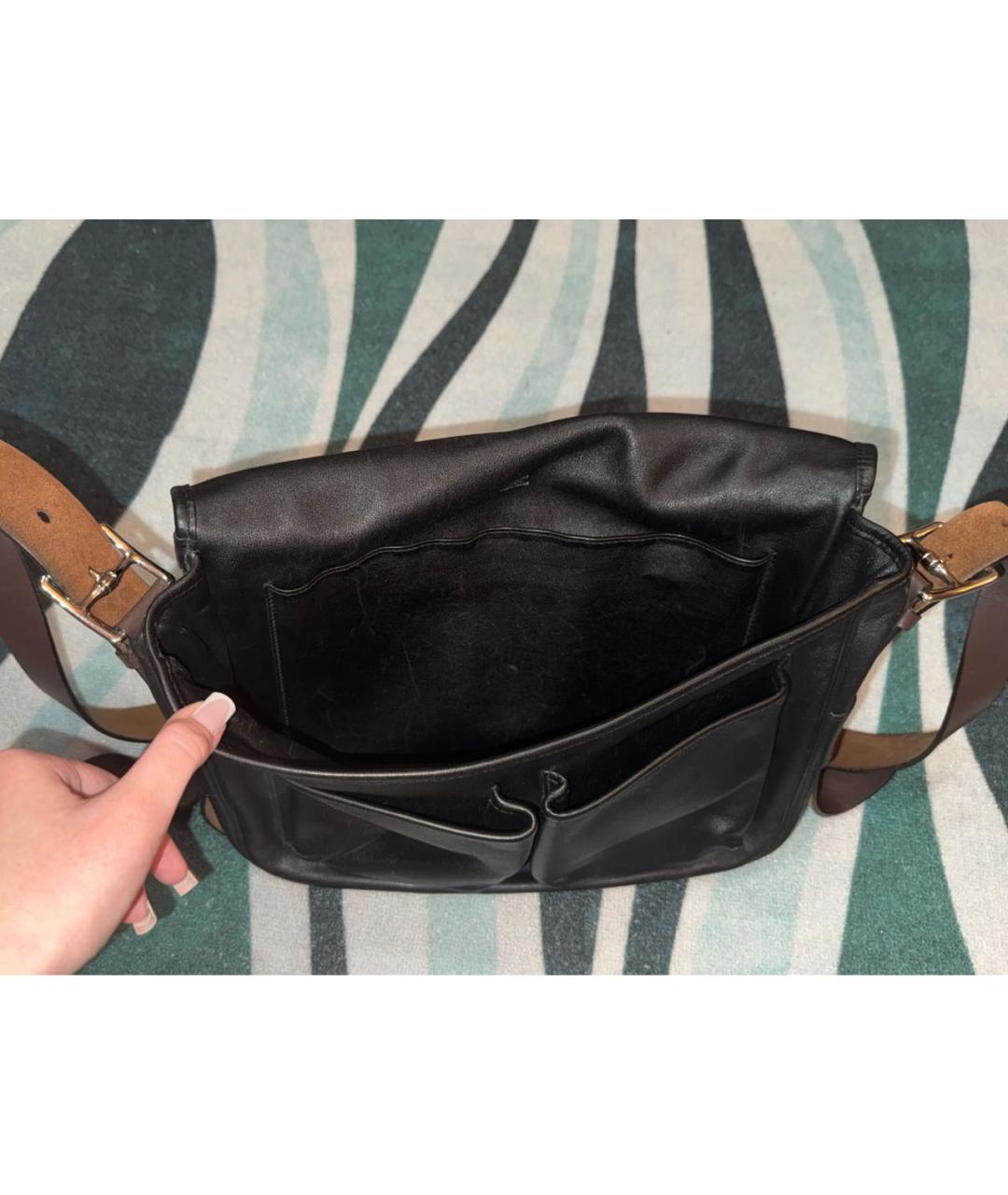 HERMES Черная кожаная сумка на плечо, фото 4